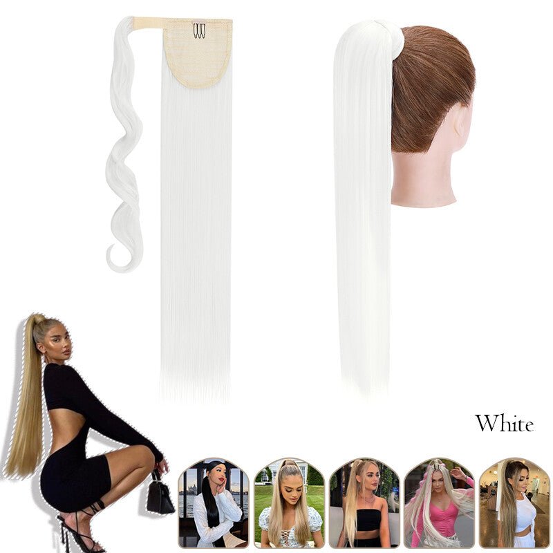 Mega Thick Wrap-On Ponytail Extensions - Natural Human Hair, Curly Wavy Straight