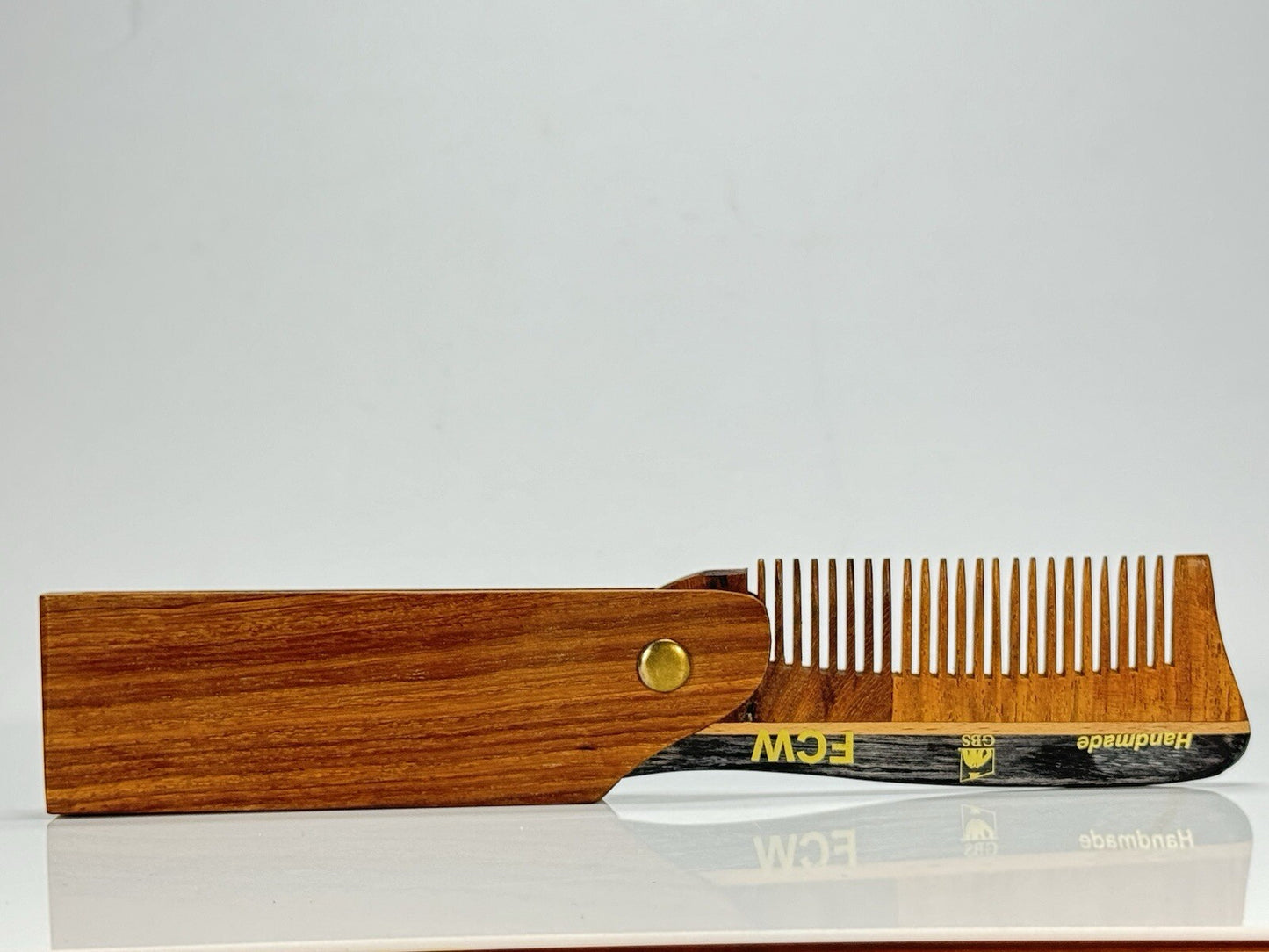 Sandalwood Folding Beard Comb for Travel & Grooming - Natural Wooden Pocket Comb