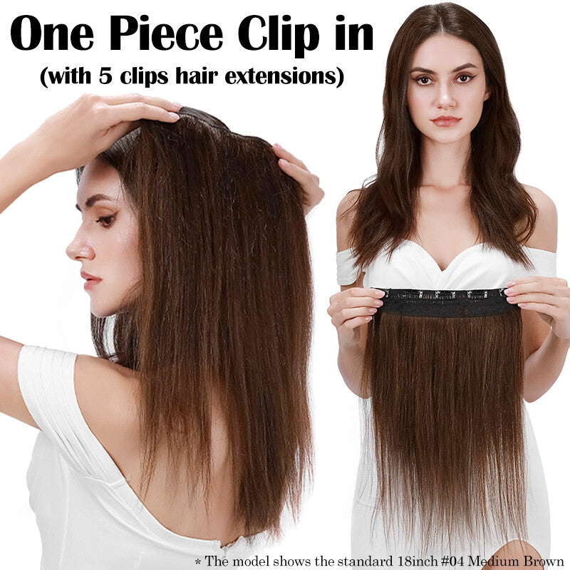 Clip-In Hair Extensions One Piece Thick 100% Remy - Full Head Highlight