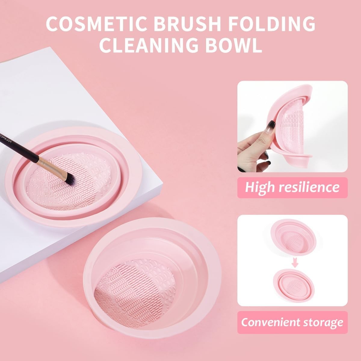 Premium Synthetic Makeup Brush Set 42Pcs with Sponges & Puffs - Pink