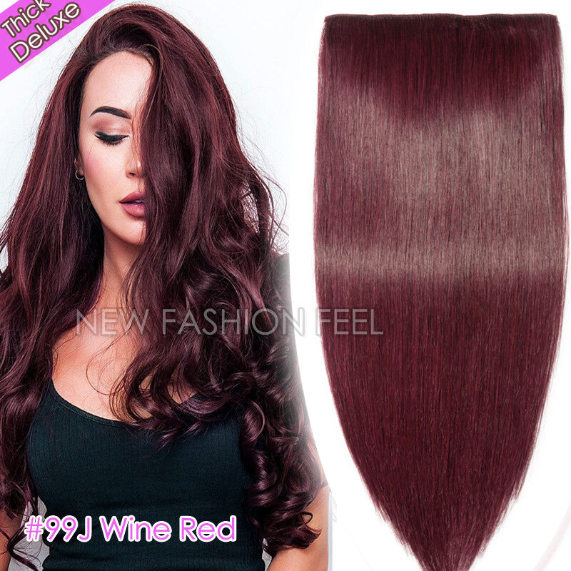 Double Weft Clip-In Hair Extensions 100% Remy Human Hair Thick Full Head