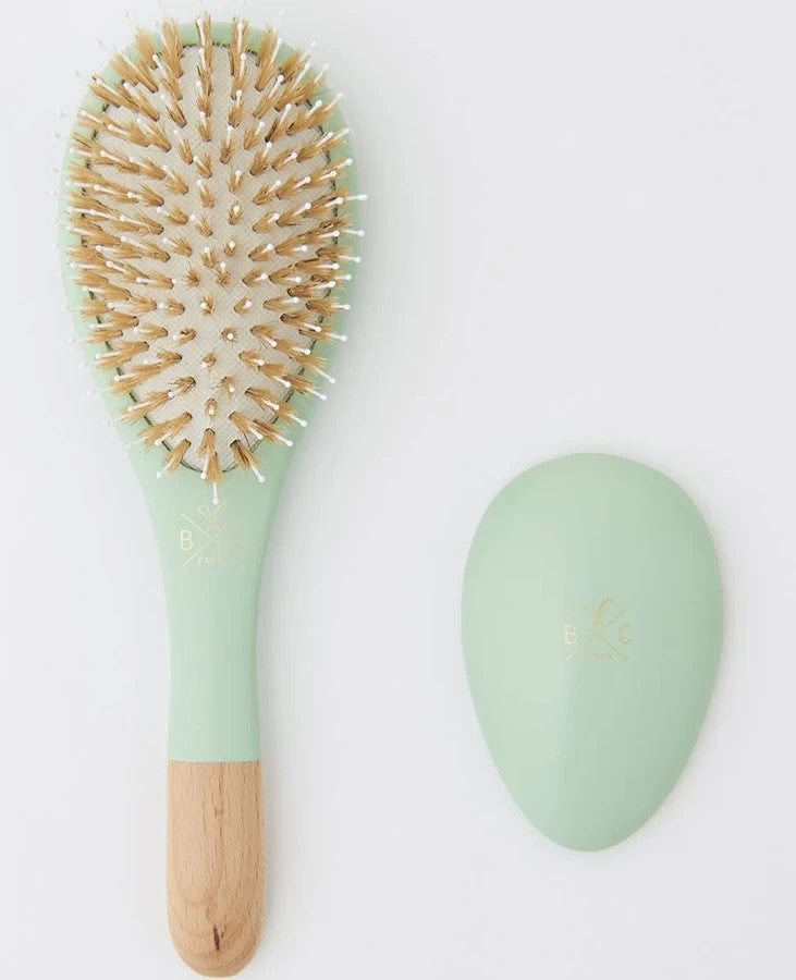 Green Hair Care Kit with Detangling Brush and Mirror - 3 Piece Set