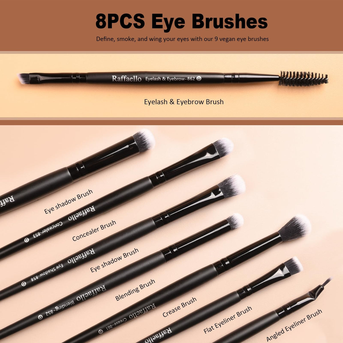 Premium 15-Piece Makeup Brush Set - Synthetic Kabuki & Eye Brushes by Raffaello
