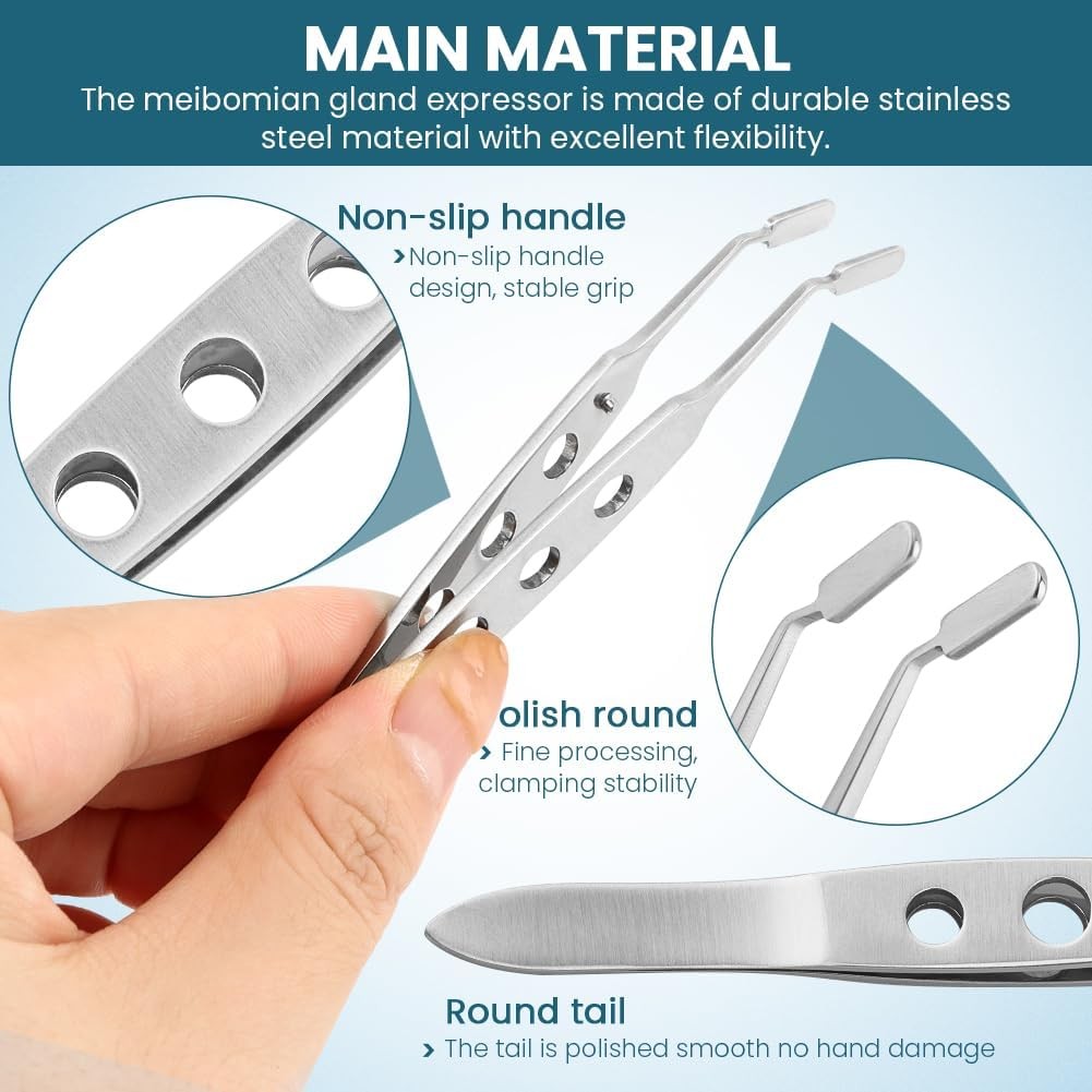 Stainless Steel Eyelid Massage Tool for Dry Eyes & Gland Expression