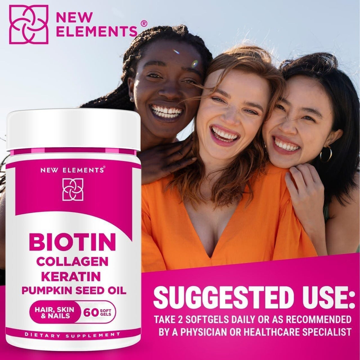 Biotin 10000mcg Supplement with Collagen, Keratin & Pumpkin Seed
