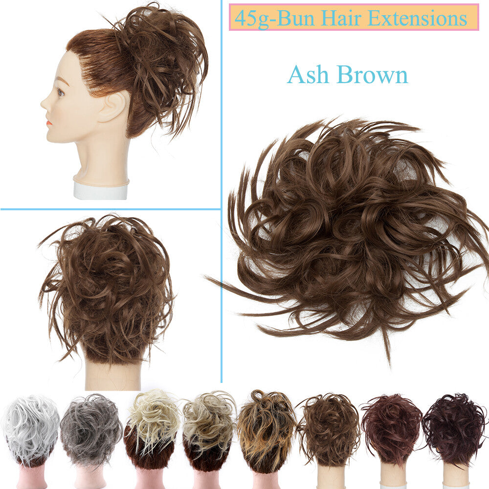 Large Messy Bun Hair Extension - Voluminous Synthetic Ponytail Wrap