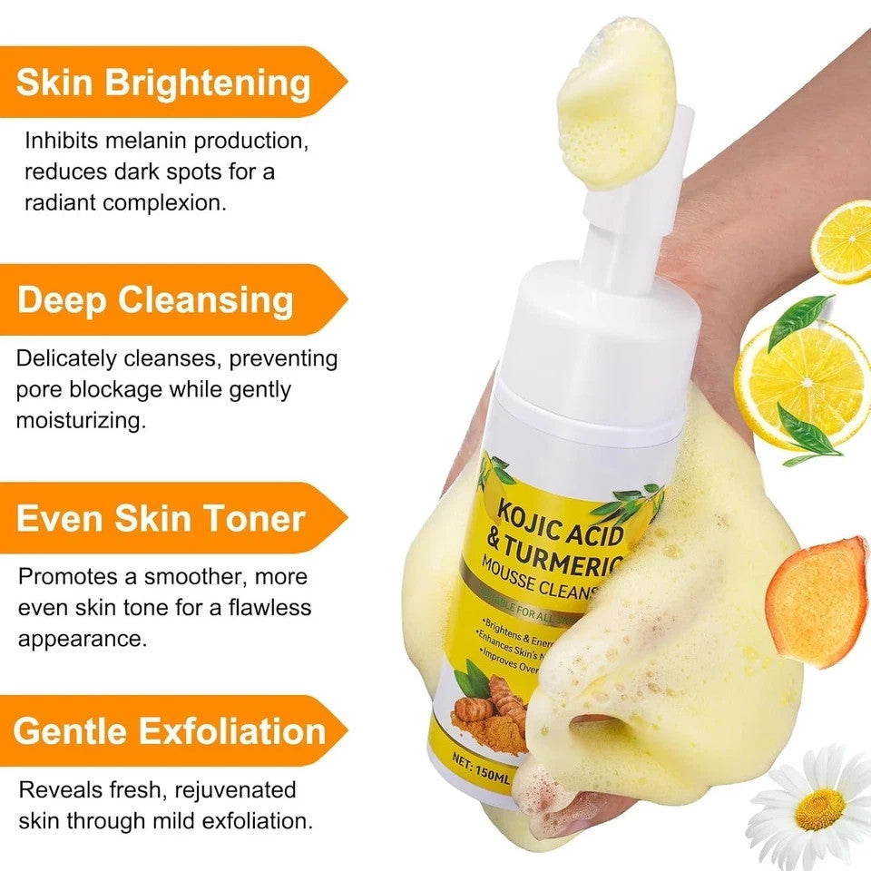 Turmeric & Kojic Acid Facial Cleanser with Brush for All Skin Types