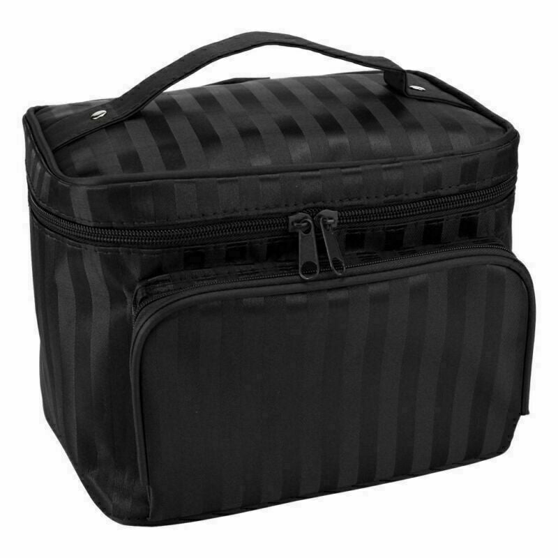 Large Cosmetic Makeup Bag Organizer Travel Kit with Handle and Multiple Pockets