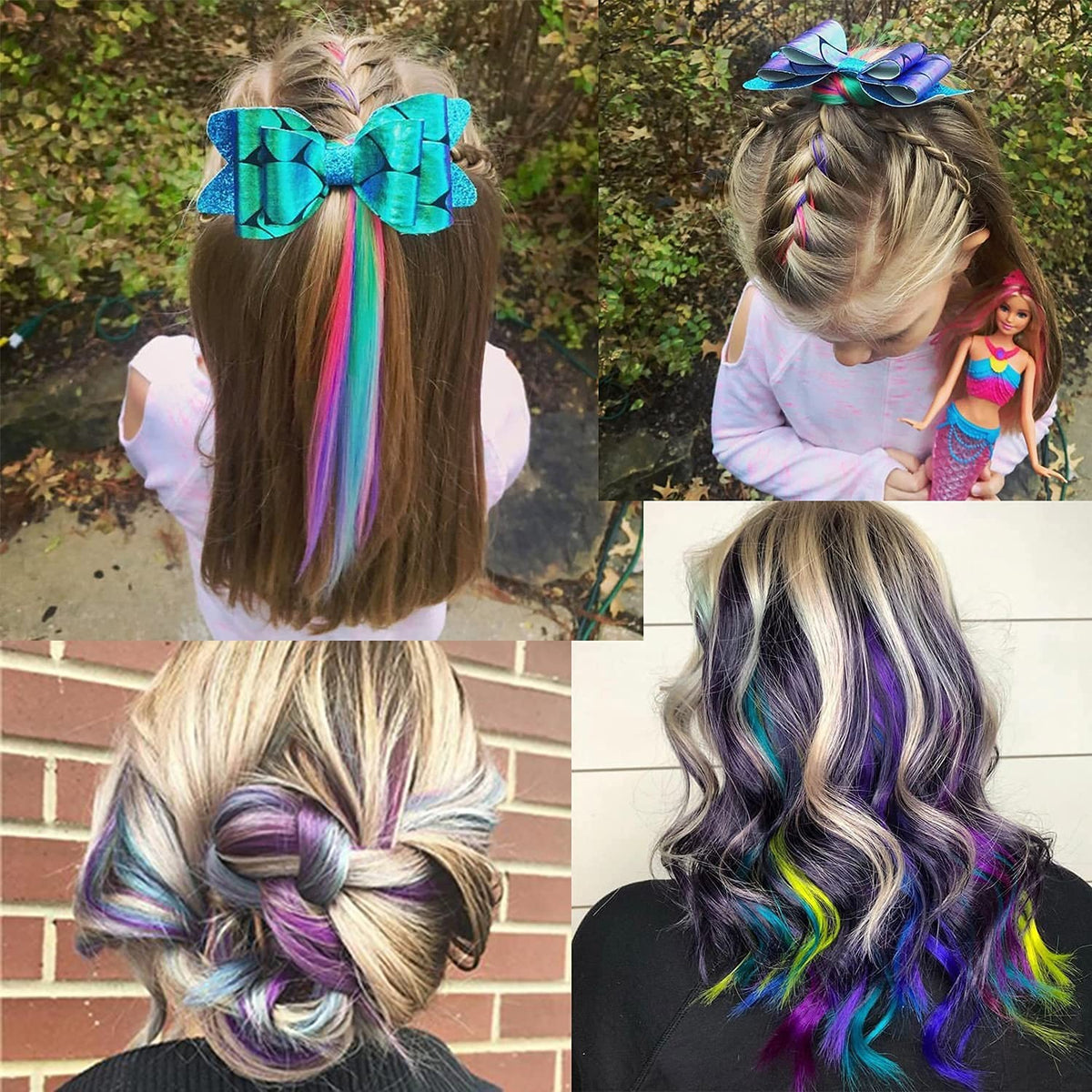Multicolor Clip-In Hair Extensions - Straight, Hot Pink