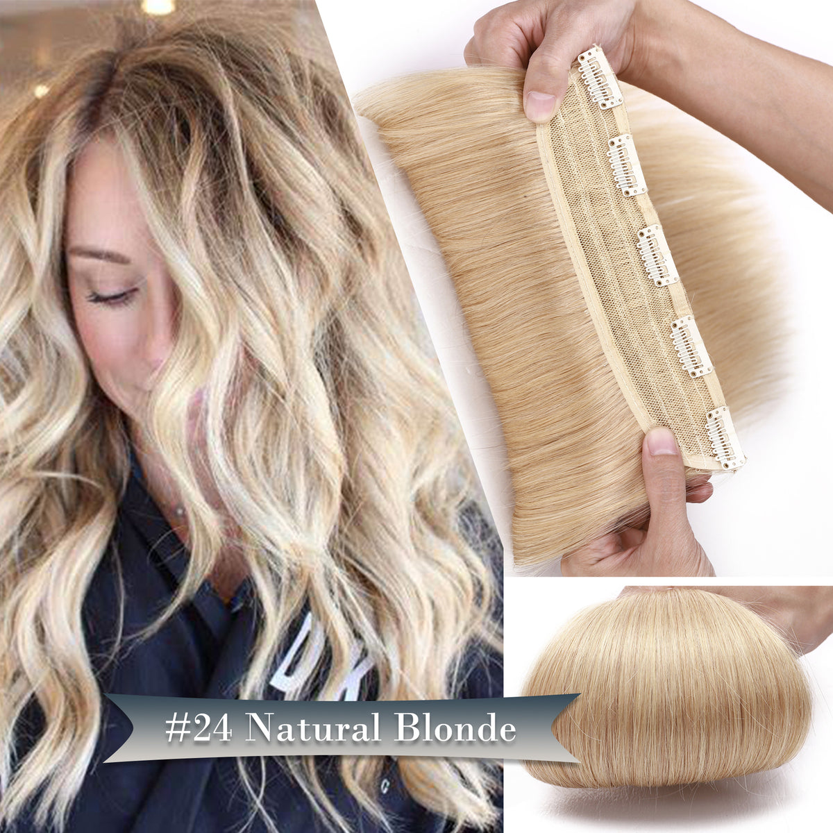 Clip-In Hair Extensions One Piece Full Head Remy Human Hair - Multiple Colors & Lengths