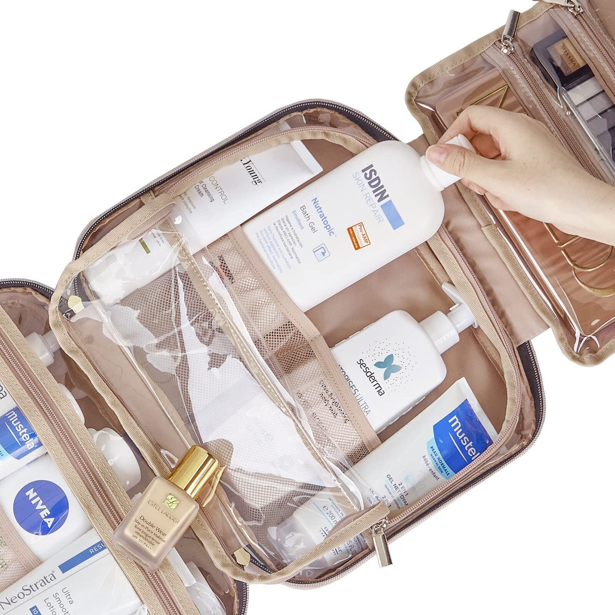 Large Travel Toiletry Bag for Women - Hanging Organizer for Full-Size Cosmetics & Toiletries