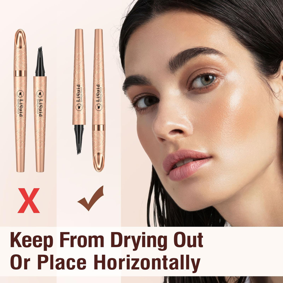 Microblading Eyebrow Pen with 4 Micro-Fork Tips Waterproof Gray - Natural Finish