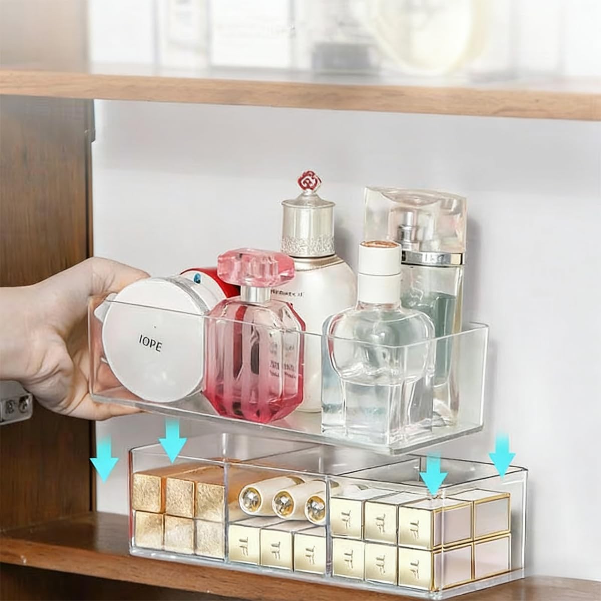 Acrylic Makeup Organizer for Countertop - Clear Bathroom & Vanity Storage