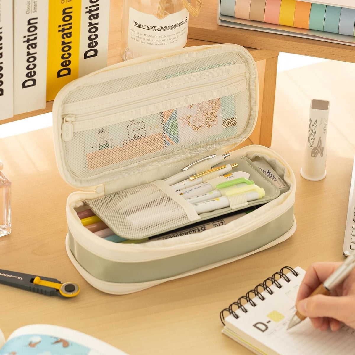 Large Capacity Green Pencil Case for Teen Girls - School & Art Supplies Organizer