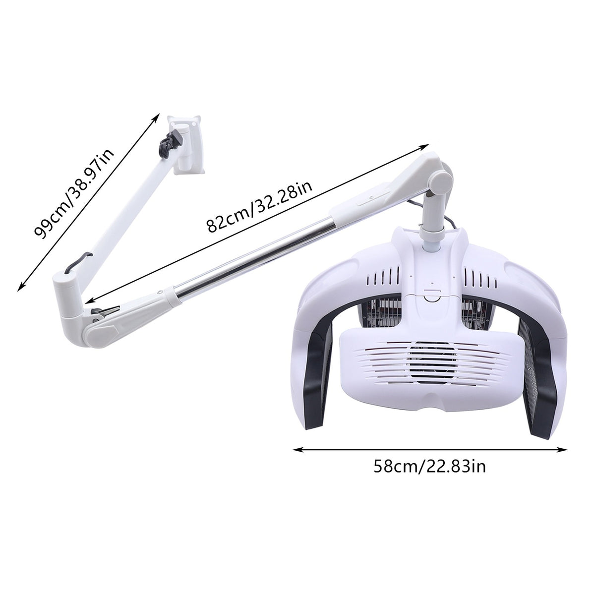1250W Wall Mount Hair Dryer with Adjustable Swing Arm for Salon Use