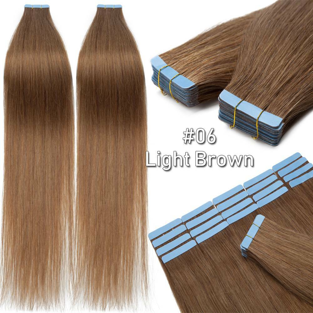 Remy Human Hair Extensions Full Head Skin Weft 80pcs Thick Tape-In Set