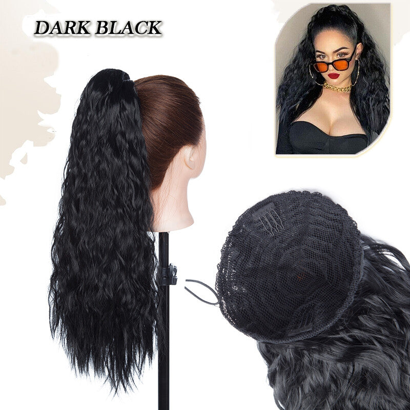 Drawstring Ponytail Hair Extension with Layered Wavy Texture - Thick & Natural-Looking