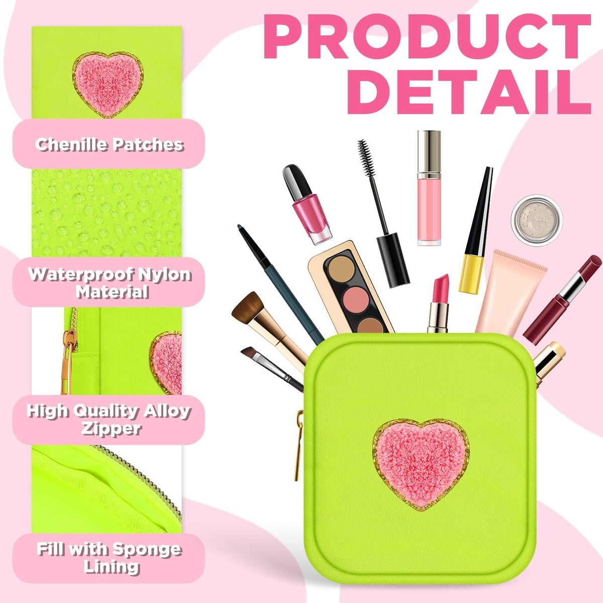 6-Pack Preppy Makeup Bags Toiletry Organizer Travel Pouch Set