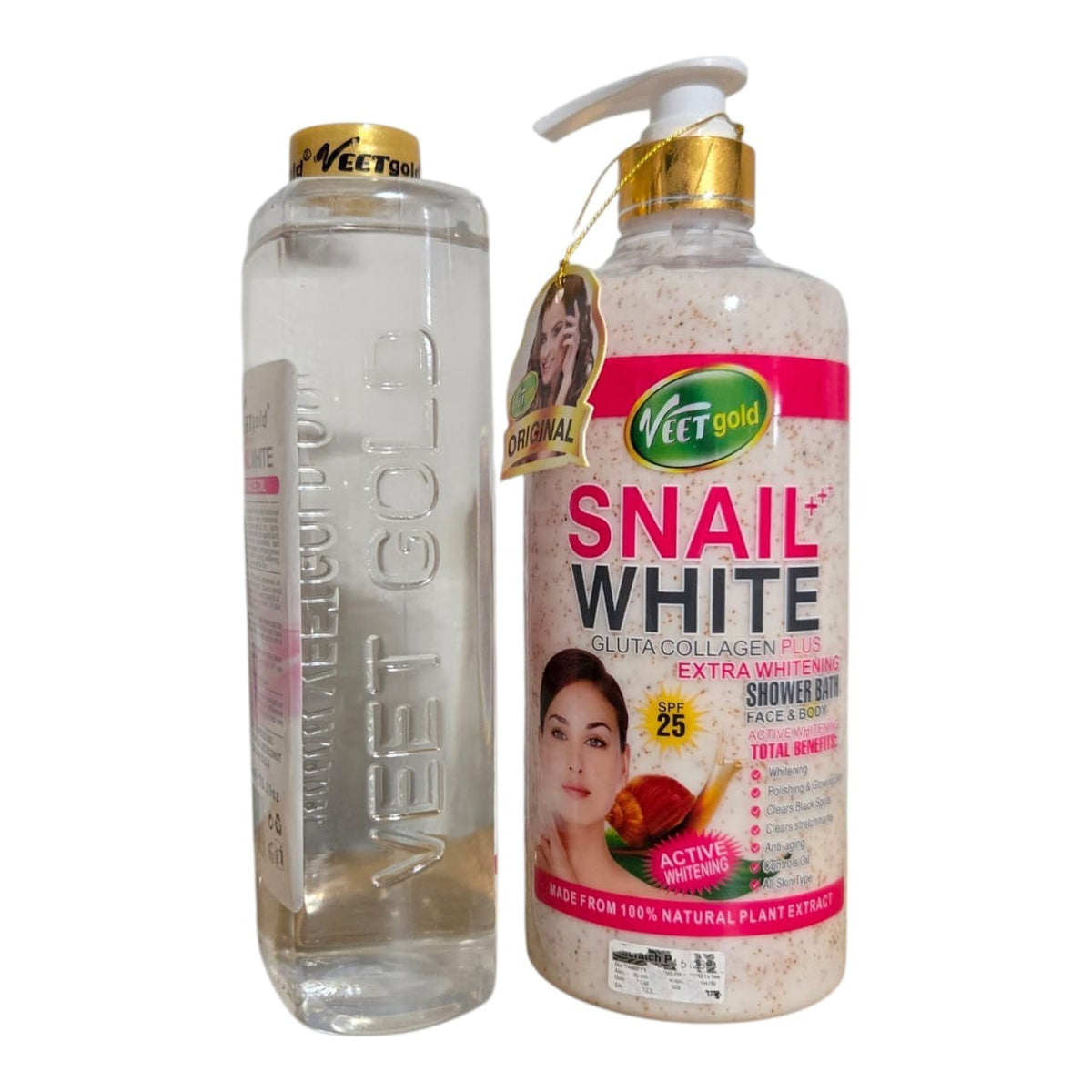 Veet Gold Snail White Corrector & Glowing Face & Body Oil 1000ml SPF 15 + Collagen Shower Gel
