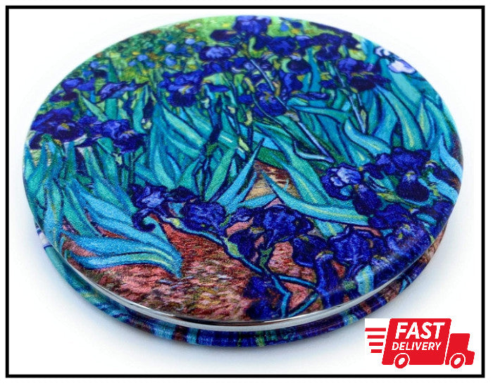 Van Gogh Irises Pocket Mirror for Women Small Travel Makeup Mirror Magnifying