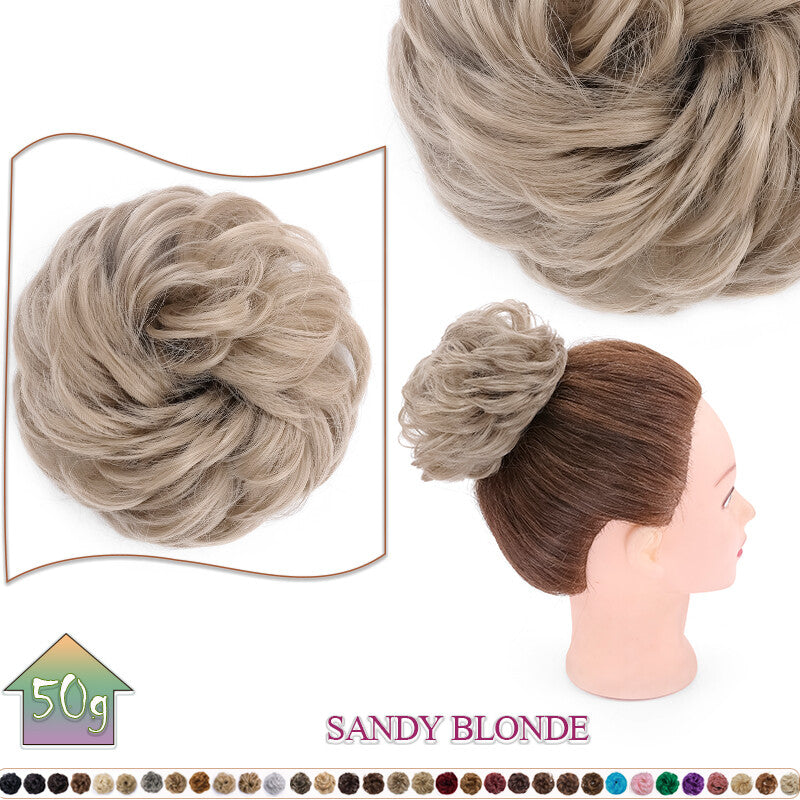 Curly Messy Bun Hair Extension Scrunchie Natural Updo Thick Human Hair
