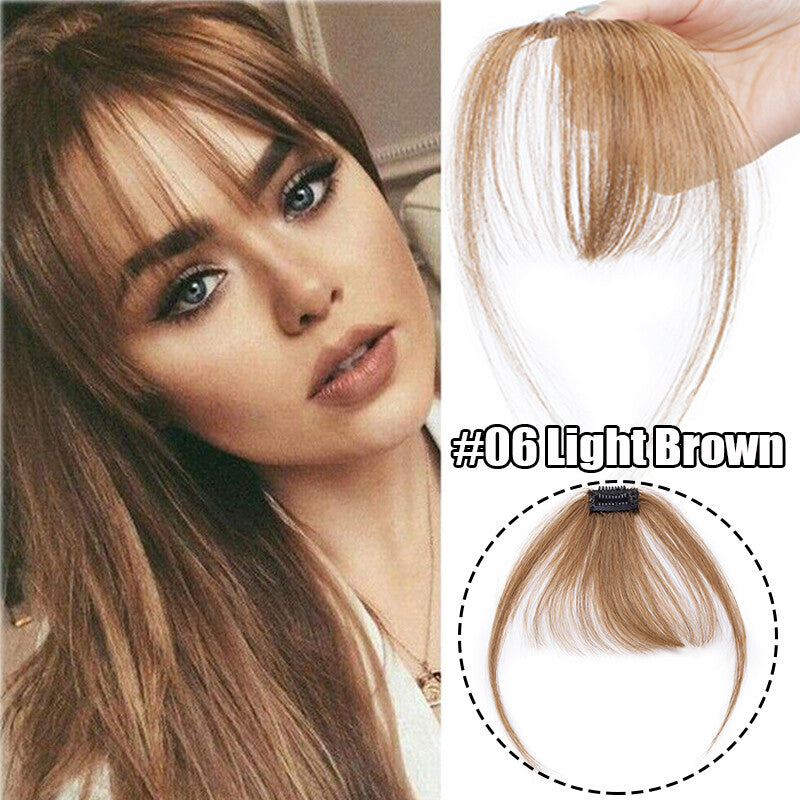 Women Remy Clip-In Hair Extensions Bangs Front Top Piece - Blonde & Dark Colors