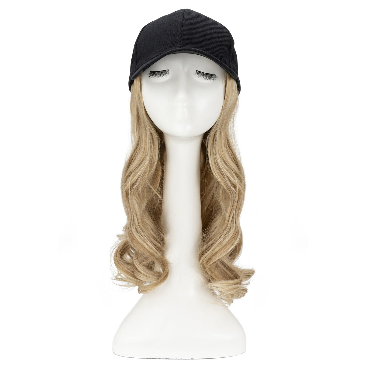 Women Baseball Cap Hat with Wavy Synthetic Hair Wig - Natural, Ombre