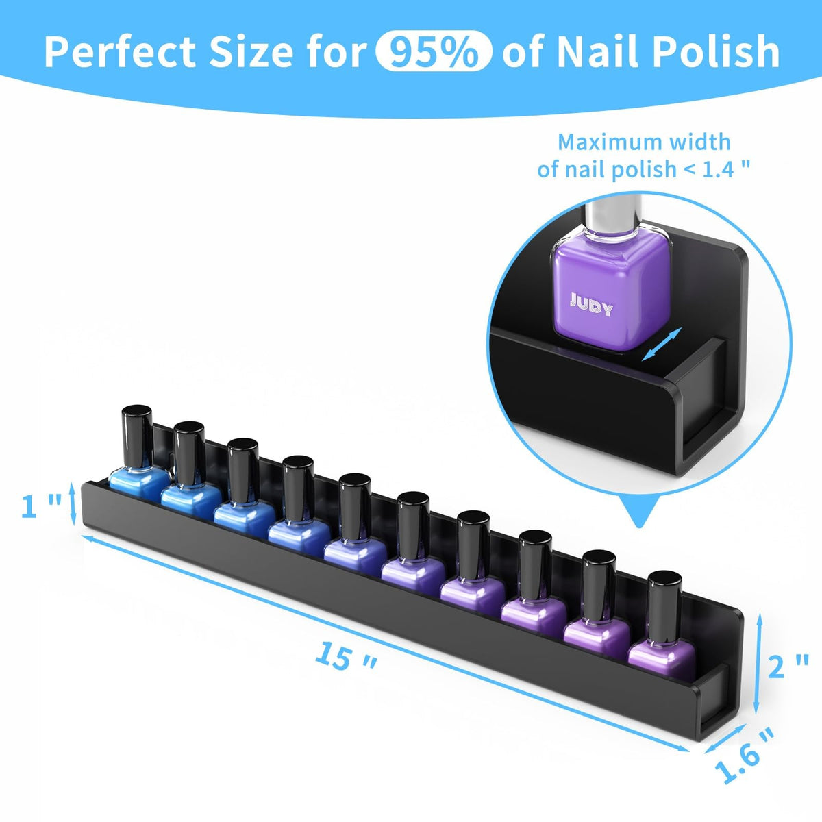 6 Pack Wall Mounted Nail Polish Racks Acrylic Display Shelves Organizer
