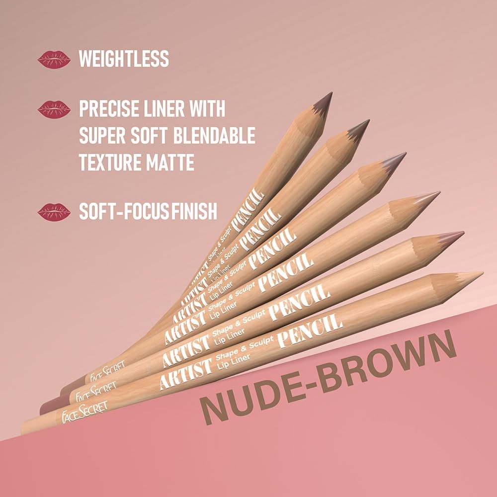 Waterproof Nude Brown Lip Liner Set - 6 Shades, Smudge-Proof & Long-Lasting