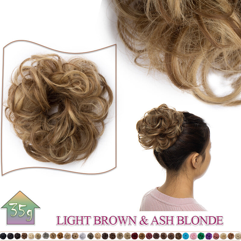 Curly Messy Bun Hair Extension Scrunchie Natural Updo Thick Human Hair