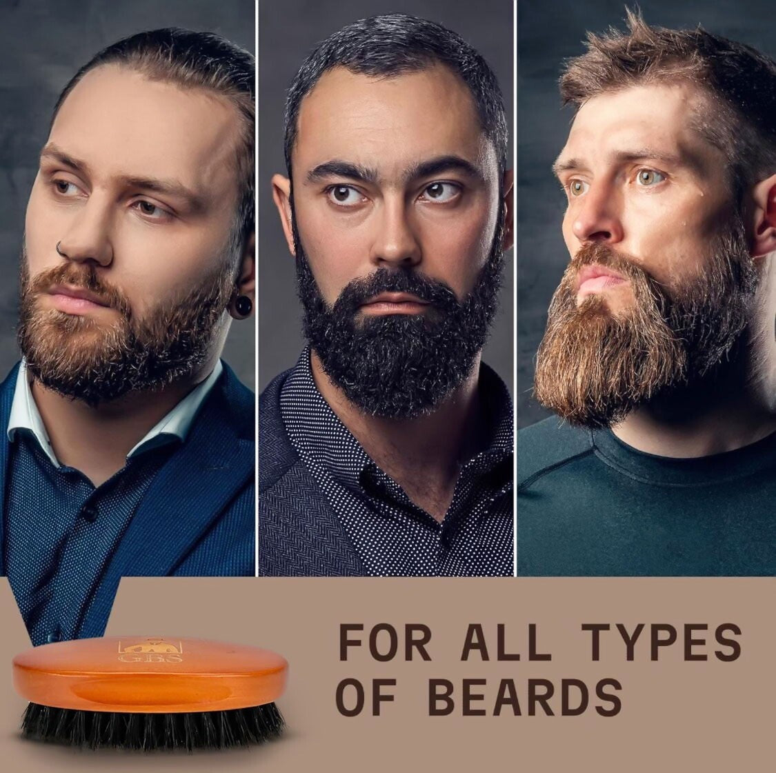 Beard Grooming Brush Comb for Men - Boar Bristles & Wooden Handle - Travel & Gift Ready