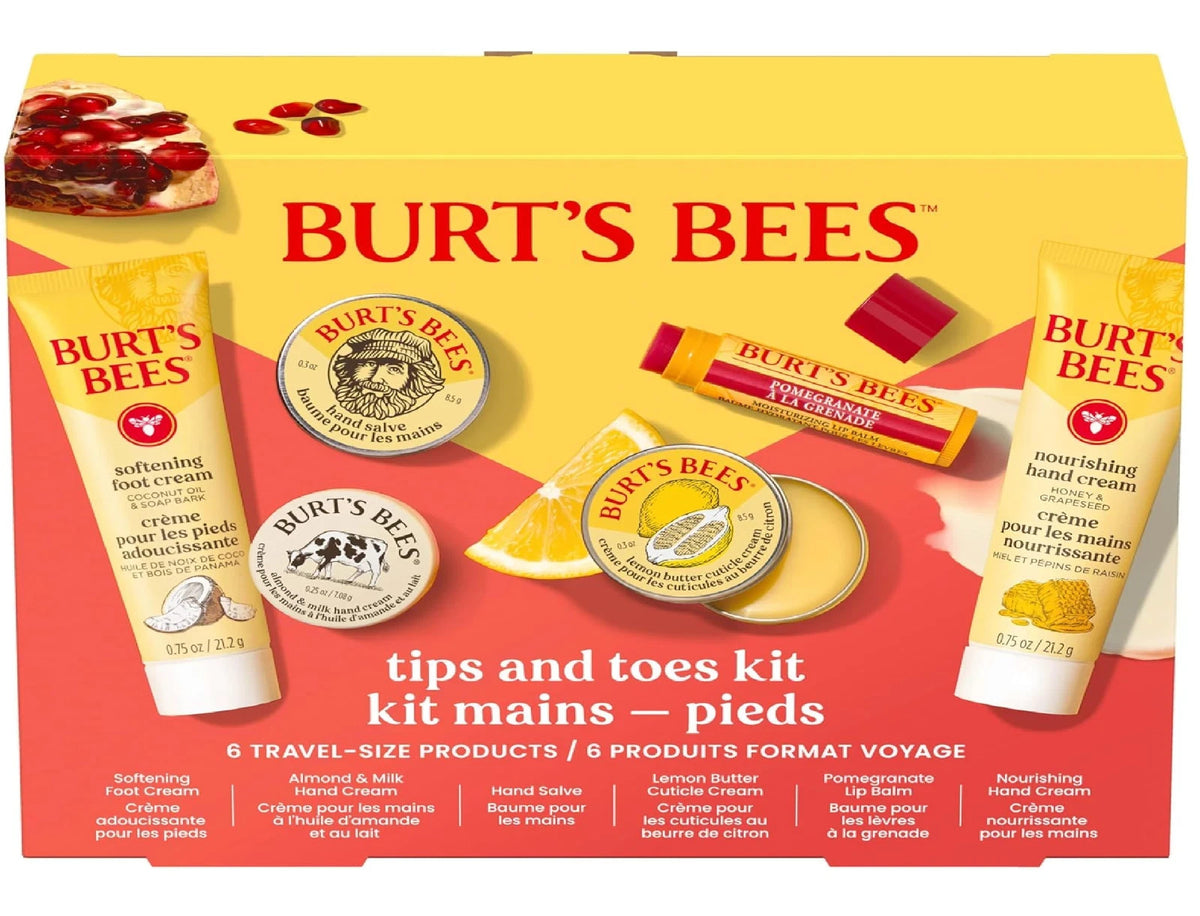 Burt's Bees Tips and Toes Skincare Gift Set - Travel Size 6-Piece Kit
