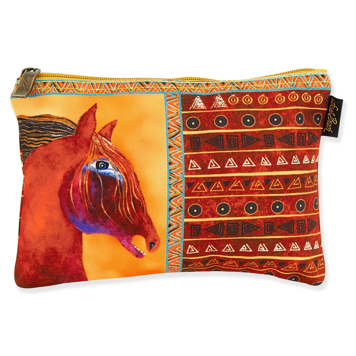Horse Themed Cosmetic Bag with Waterproof Lining - Laurel Burch Style