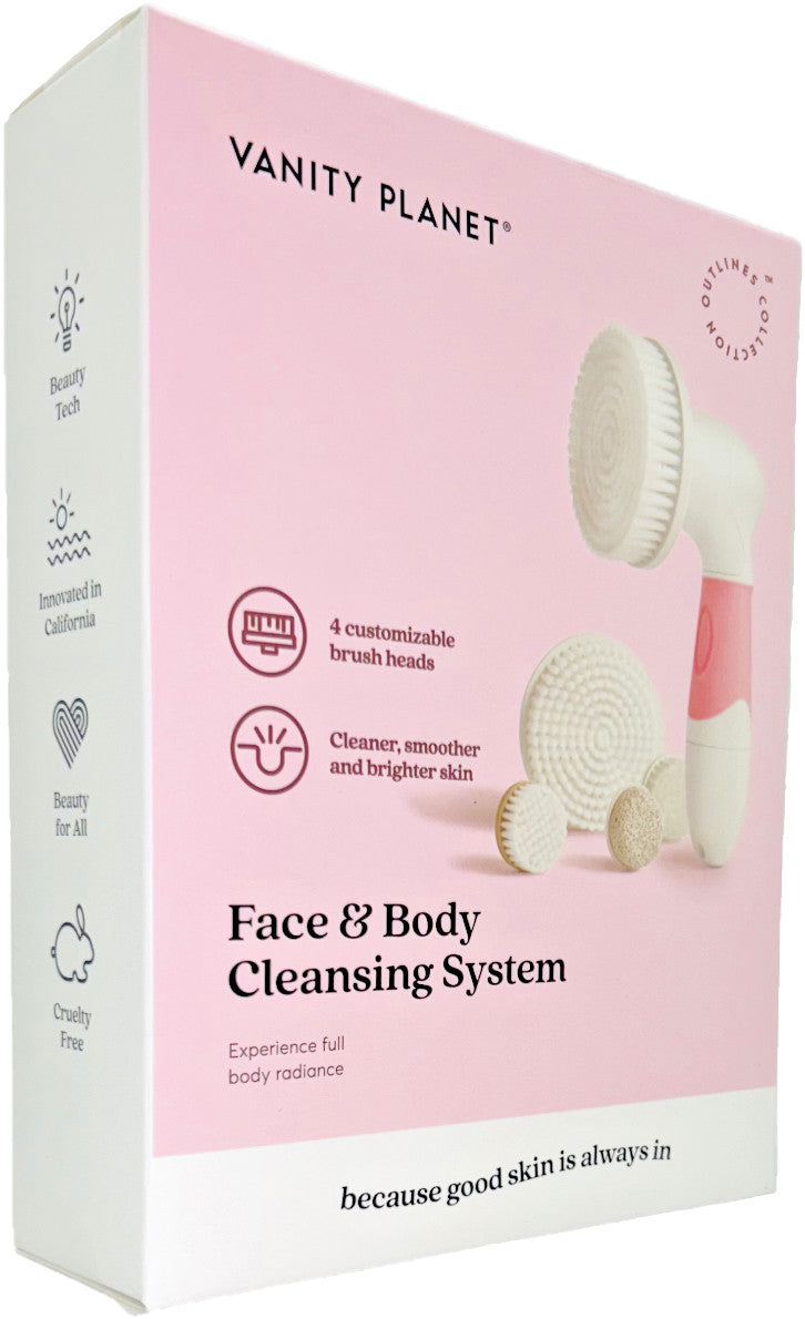 Facial & Body Cleansing System with Rotating Brush & Exfoliator