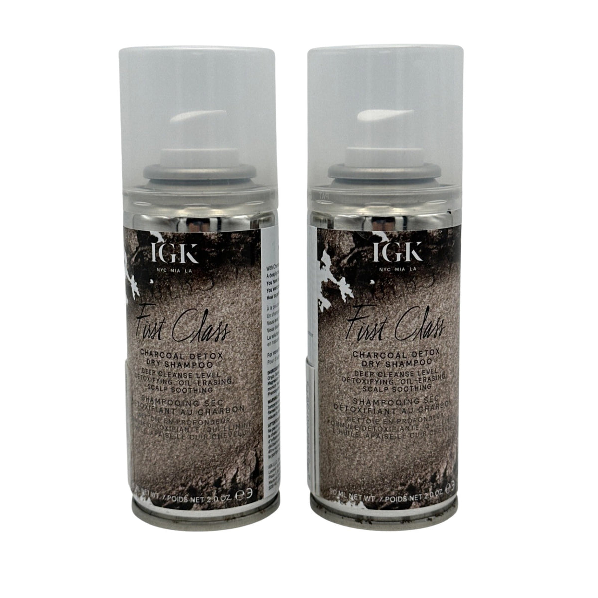 Vegan Charcoal Detox Dry Shampoo - Travel Size 2 oz Can Set of 2