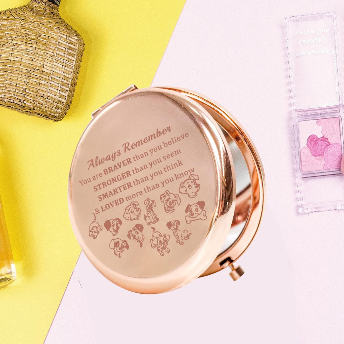 Dalmatians Pocket Mirror with Pongo & Perdita - Compact Travel Makeup Mirror