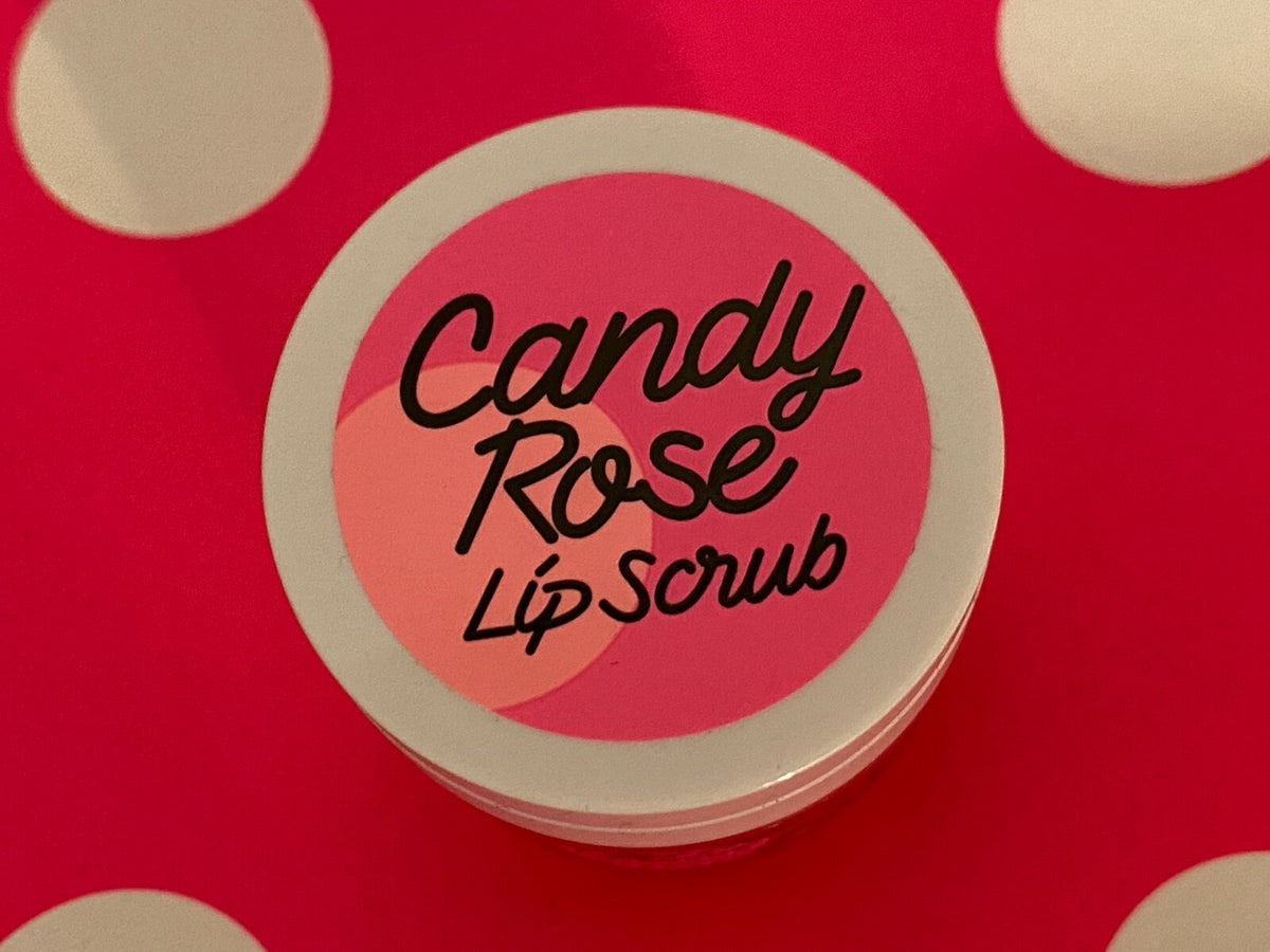 Lip Scrub Exfoliant for Dry Lips - Candy Rose Flavored, 5 oz / 15 g