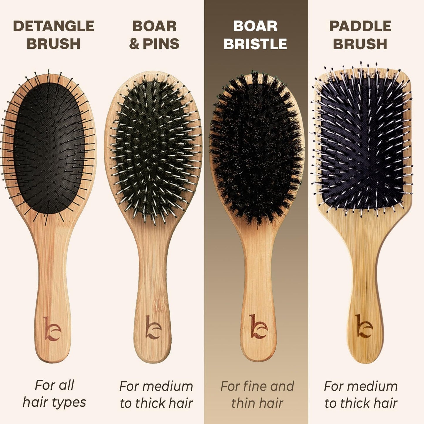 Natural Boar Bristle Hair Brush for Detangling & Frizz Control - Gentle & Eco-Friendly