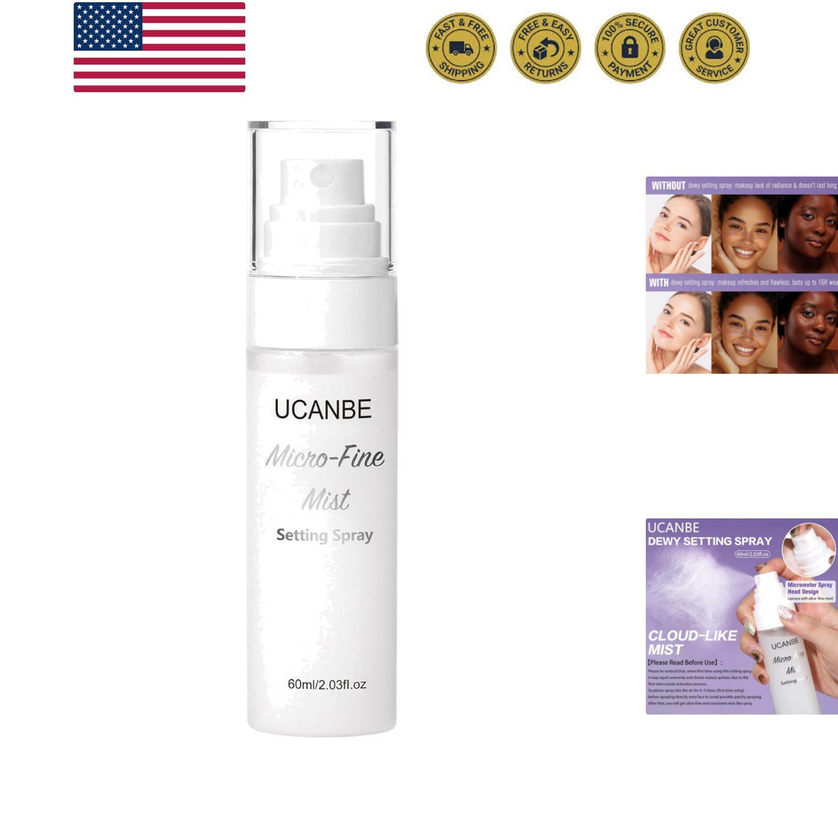 Hydrating Dewy Makeup Setting Spray with Long-Lasting Glow - 60ml