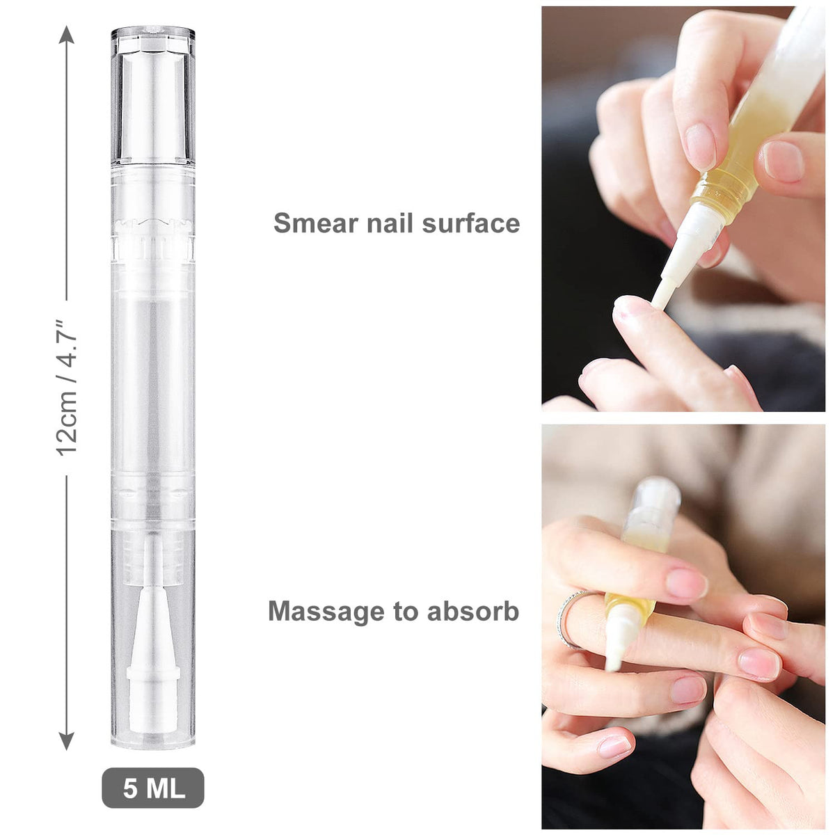 10 Pack 5ML Clear Cosmetic Twist Pen for Lip Gloss Nail Oil & More