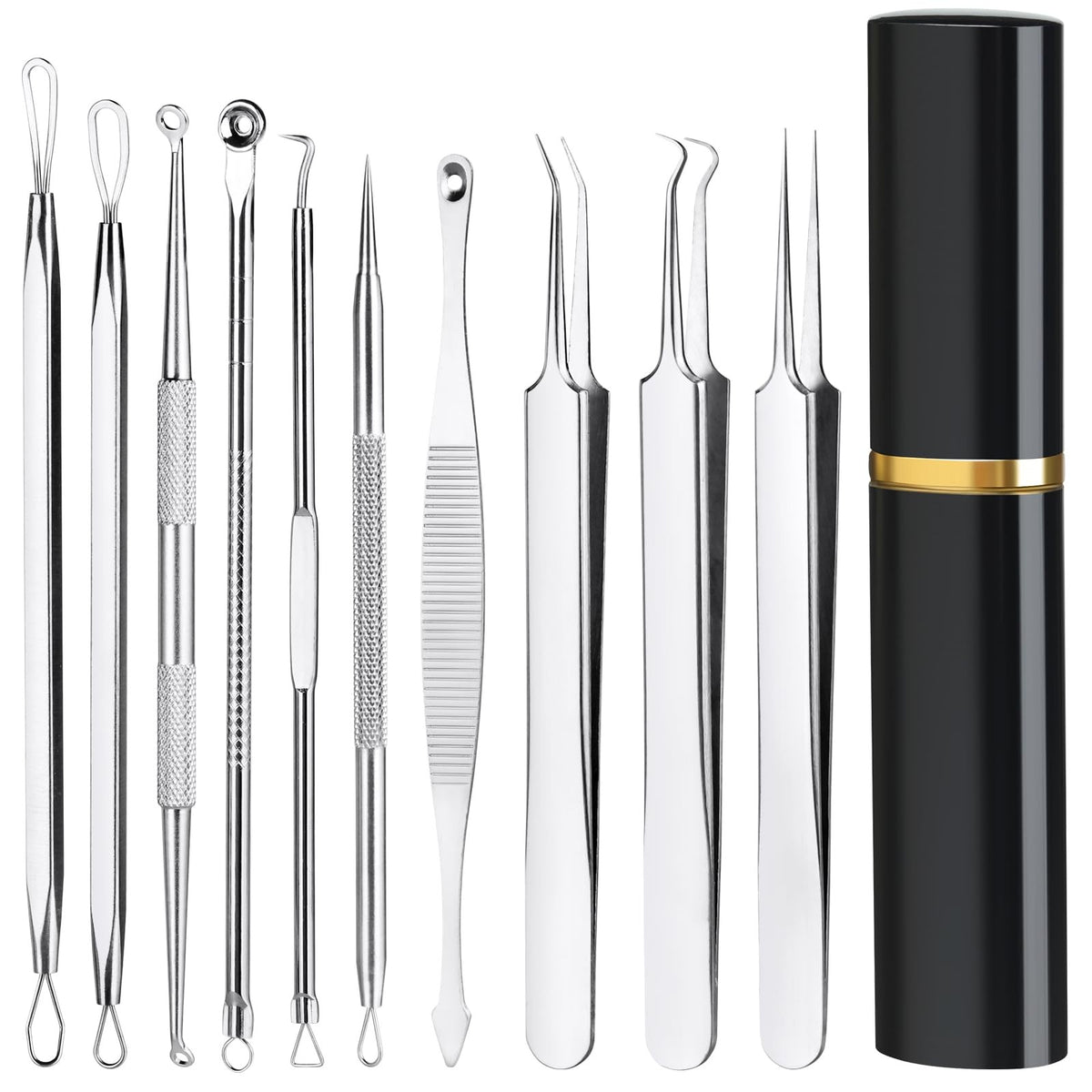 Professional Blackhead Remover Tool Kit - 10 Pcs Skin Care Extractors