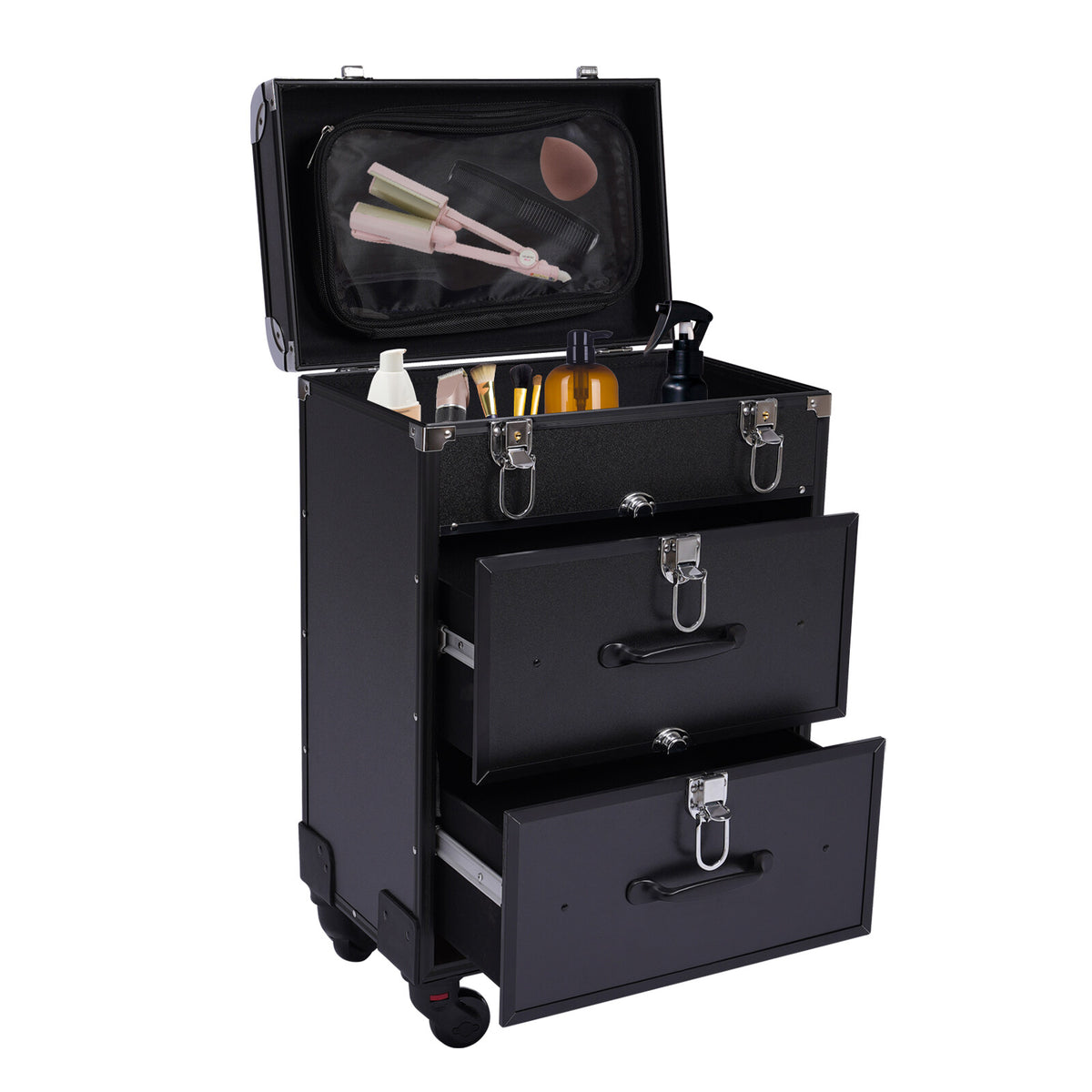 Rolling Makeup Case with Multi-Layer Storage Trolley for Cosmetics & Beauty Tools