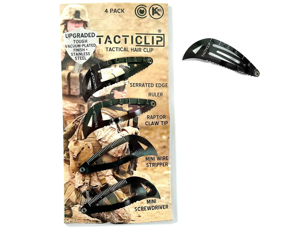 Tactical Hair Clips, 4 Pack - Black 1 Count (Pack of 4),