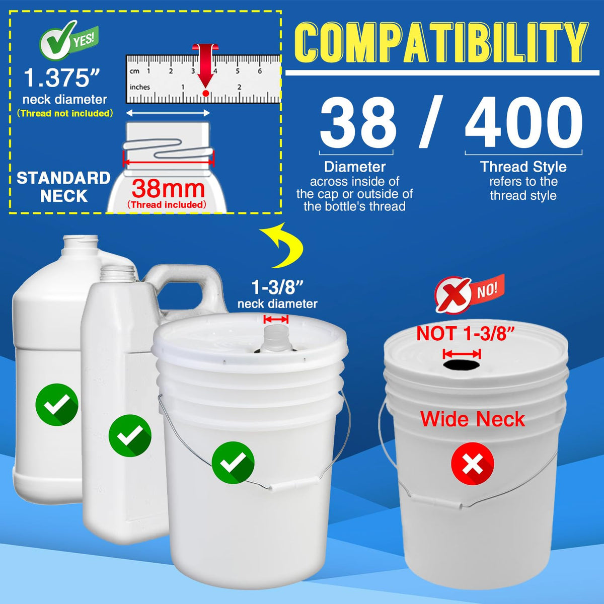 2 Pack 5 Gallon Pump Dispenser for Liquid Containers - 1 oz Output