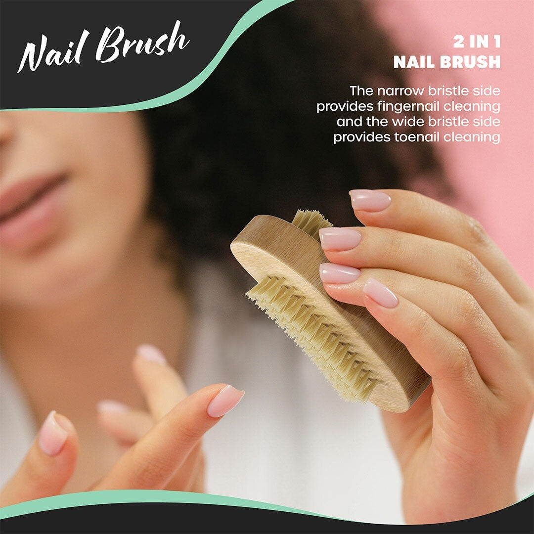 Nevlers Natural Boar Body Brush Set Cellulite Massage Dry Exfoliate