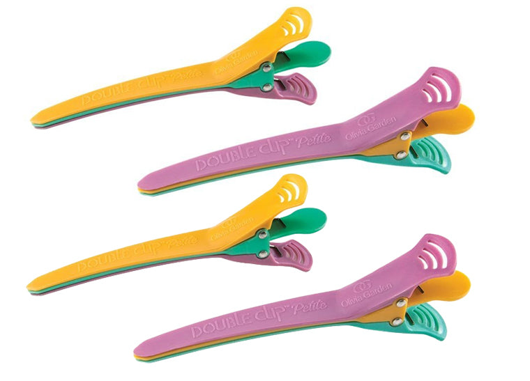 OLIVIA GARDEN Double Clip Petite 4 Clips Per Pack Antibacterial