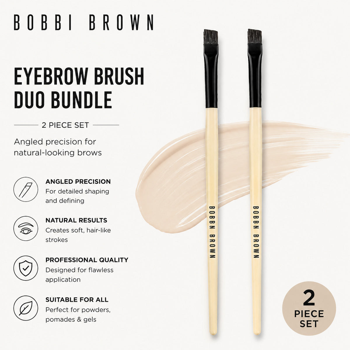 2 Pcs Professional Eye Definer Brushes for Brows & Eye Makeup