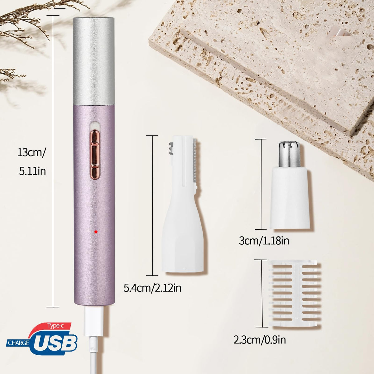 Rechargeable Nose and Ear Hair Trimmer for Women and Men - Small, Painless, Waterproof