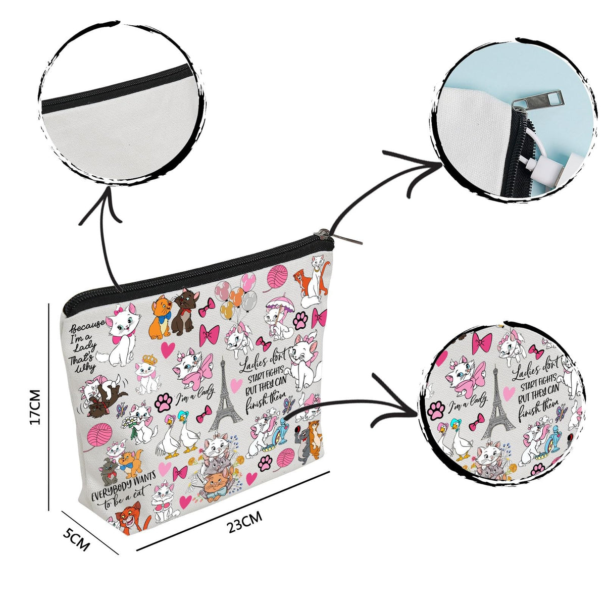 Cat Lady Makeup Pouch Travel Organizer Bag for Vacation & Gift