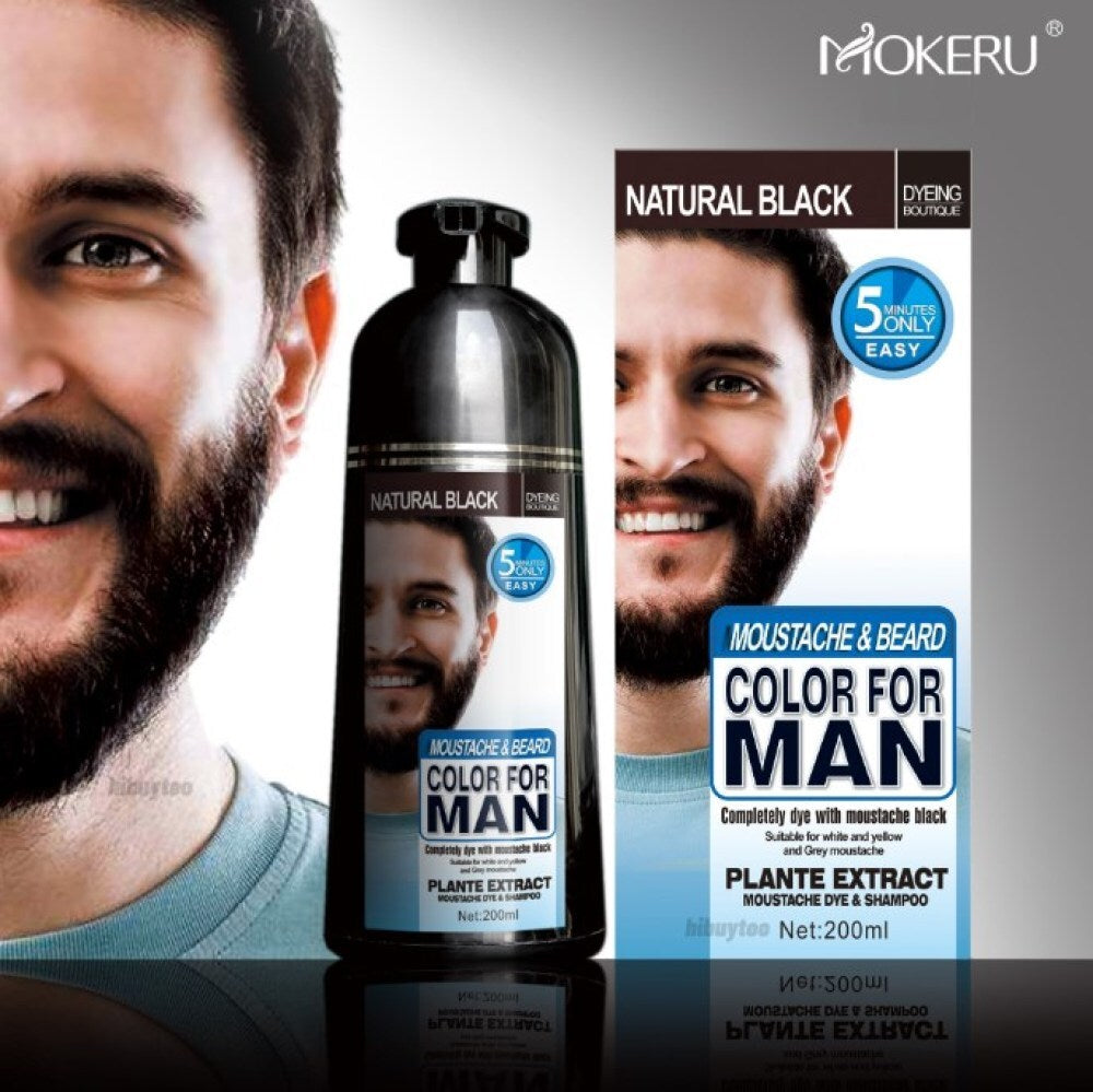 Black Beard Dye Shampoo - Ammonia-Free Darkening Color